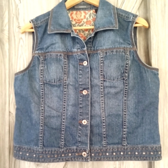Liz Claiborne Jean Vest L - Picture 2 of 7